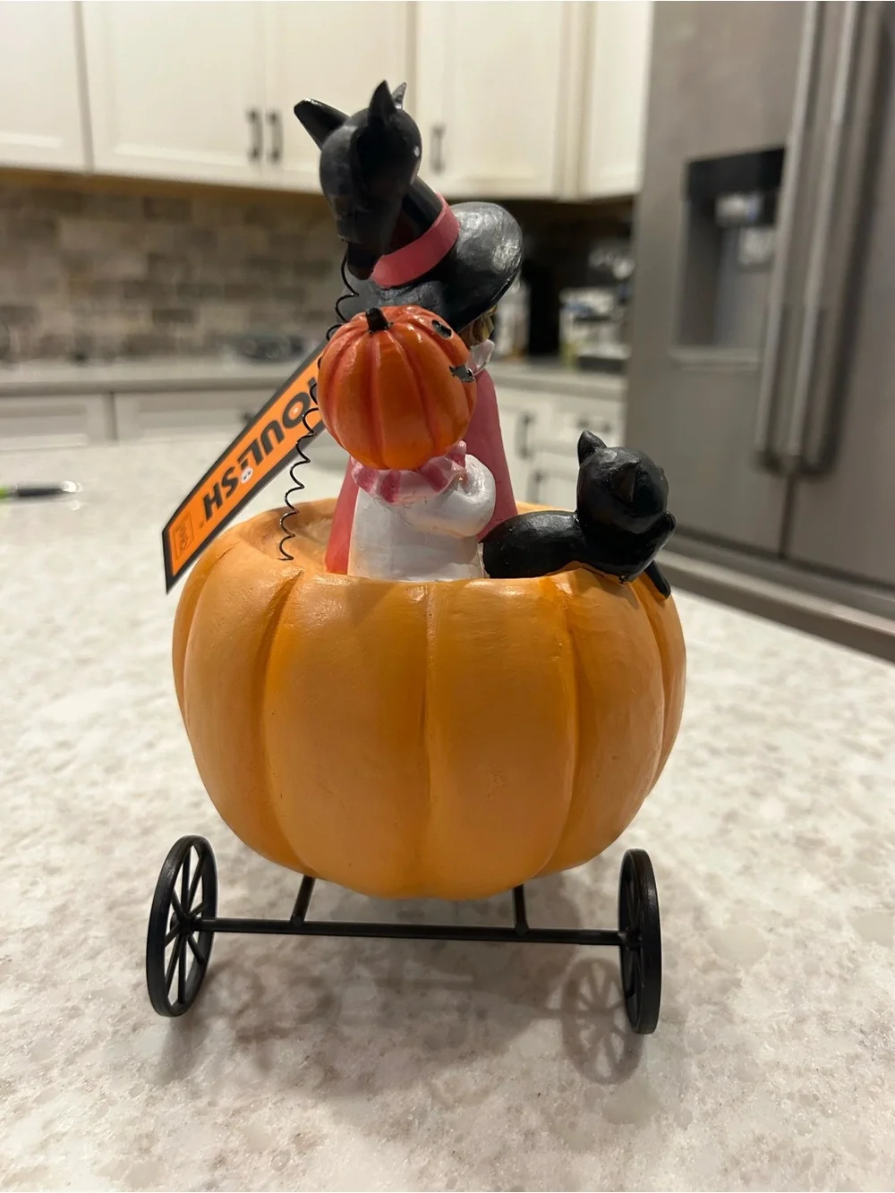 “New” Ghoulish Orange Pumpkin Witch & Friends Halloween Decoration